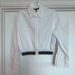 Maje White Blouse with Black Trim